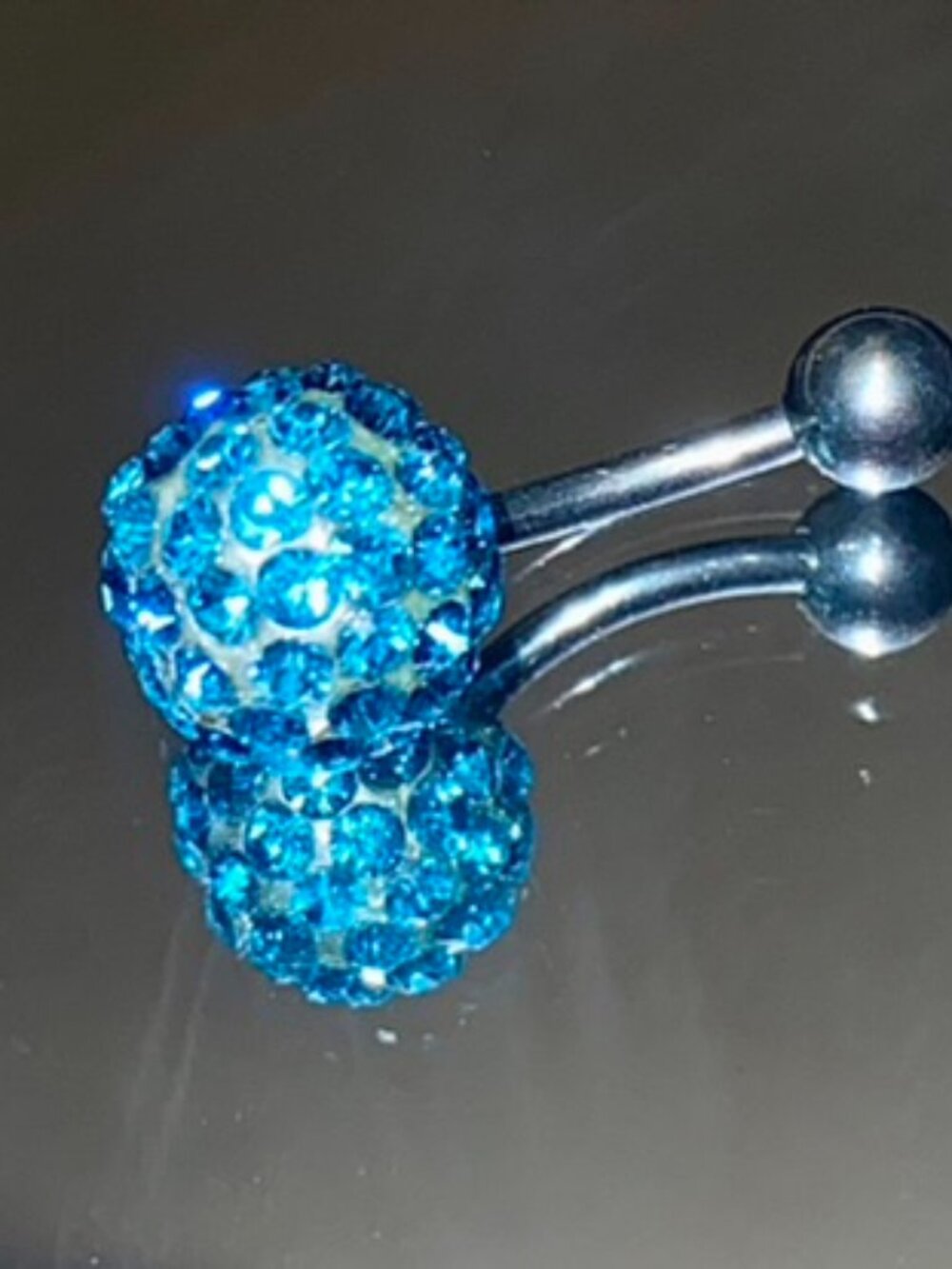 Shamballa Belly Ring Navel Aqua Sky Blue